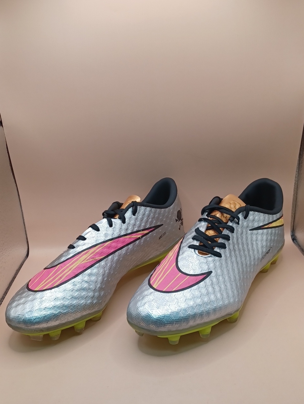 Pre-Owned Nike Hypervenom 1 Phelon FG Cleats-Silver Metallic Men Size 10 US